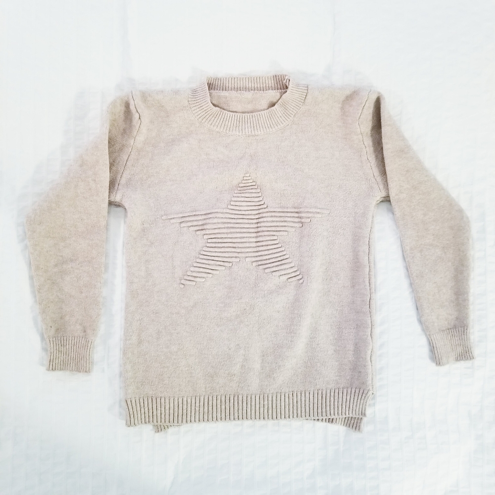 3/$45 | Tan Sweater Embedded Star Detail